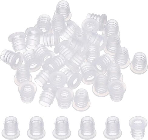 PATIKIL Suit for 20mm Plastic Bottle Adapter, 60 Pcs Press-in Bottle Plug with Hole Plastic Dispenser Cap Laboratory Stoppers for Lab Home Outdoor Cosmetics Shampoo Essential Oil, Clear in Kuwait