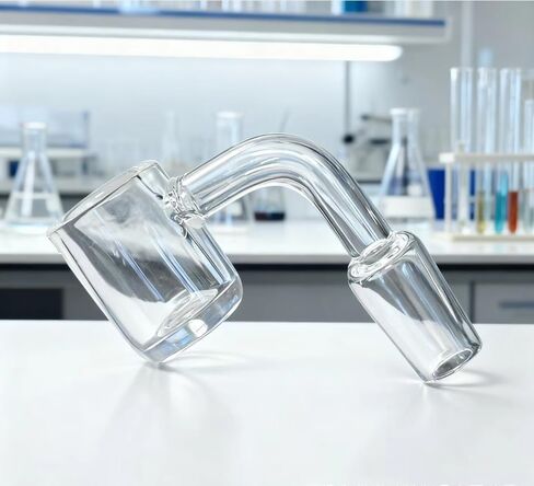قمع زجاجي من الكوارتز بانجر 14 مم، قمع مختبر كوارتز مع عازلة زاوية قائمة للترشيح الكيميائي ونقل السائل (شفاف) in Kuwait