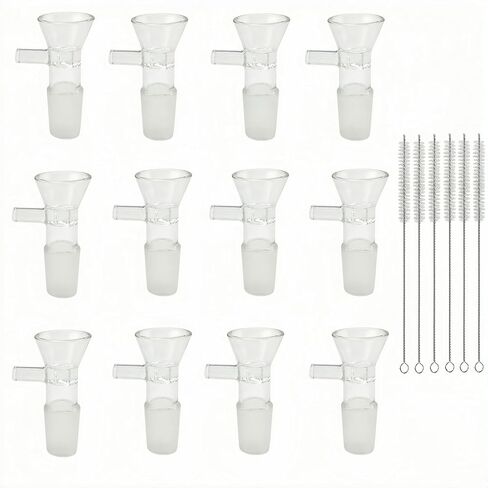 12PCS Glass Funnels with Handle, Multipurpose Clear Funnel, for Kitchen Spice, Liquids, Oils, Powders,Travel & Laboratory Use, Includes 6 PCS Cleaning Brushes in Kuwait