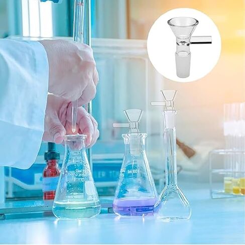 مجموعة قمع ومحول أنبوب من زجاج البورسليكات مقاس 14 مم للمختبر - 4 مداخل، 4 محولات أنابيب، فرشتي تنظيف، زجاج مقاوم للحرارة للتجارب الكيميائية، تعليم العلوم والتكنولوجيا والهندسة والرياضيات ونقل السوائل in Kuwait