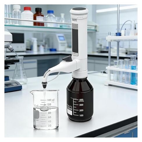 Bottle Top Dispenser, Adjustable Quantitative Liquid Pipettes for Precise Quantitative Dispensing (0.5-60ml), 5 Threaded Adapters, Double Valve Design, Adjustable Scale Button(0.5-2.5ml) in Kuwait