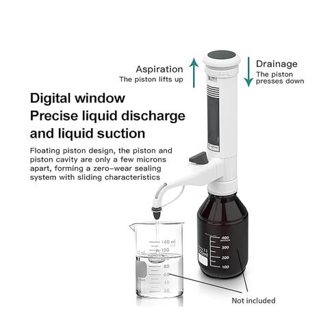 Bottle Top Dispenser for Scientific Research, Adjustable 0.5-60ml, Double Valves, Digital Display, Gear Adjustment, Includes Threaded Adapters – Bottle Not Included(5-30ML) in Saudi Arabia