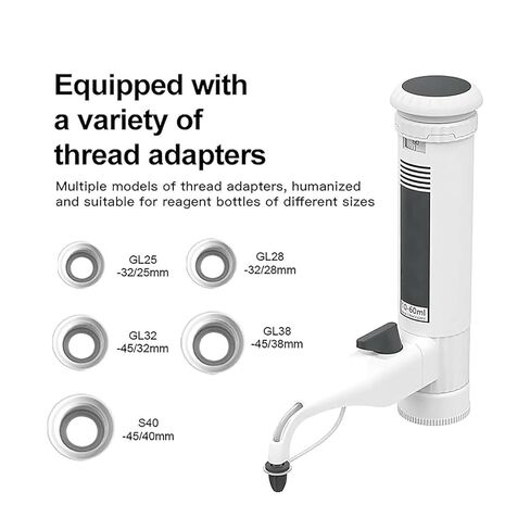 Bottle Top Dispenser for Scientific Research, Adjustable 0.5-60ml, Double Valves, Digital Display, Gear Adjustment, Includes Threaded Adapters – Bottle Not Included(5-30ML) in Saudi Arabia