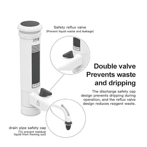Bottle Top Dispenser for Scientific Research, Adjustable 0.5-60ml, Double Valves, Digital Display, Gear Adjustment, Includes Threaded Adapters – Bottle Not Included(5-30ML) in Saudi Arabia