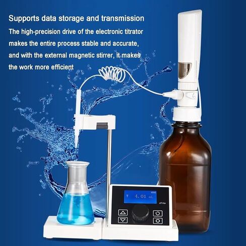 Digital Bottle Top Dispenser, Electronic Titrator, 0.01-99.99ml Adjustable Volume, 16 Gears Rate Adjustment, Data Transfer and Storage, Brown Bottle Not Included in Kuwait