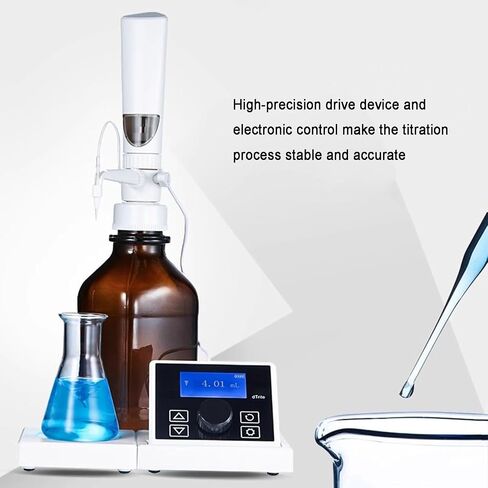 Digital Bottle Top Dispenser, Electronic Titrator, 0.01-99.99ml Adjustable Volume, 16 Gears Rate Adjustment, Data Transfer and Storage, Brown Bottle Not Included in Kuwait