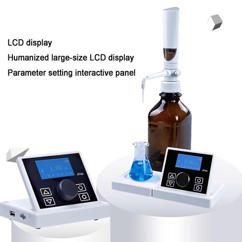Digital Bottle Top Dispenser, Electronic Titrator, 0.01-99.99ml Adjustable Volume, 16 Gears Rate Adjustment, Data Transfer and Storage, Brown Bottle Not Included in Kuwait