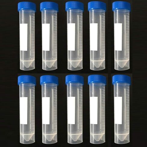 Centrifuge Tubes 10pcs 50ml Lab Analysis Bottles With Screw Cap Flat Bottom Laboratory Fittings With Scale Caps Pack Container in Kuwait