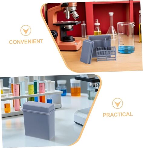Healeved Plastic Coplin Jar Set for 24 Microscope Slides – Laboratory Slide Staining Rack with Gray Plastic Holder for Sample Drying and Histology Use in Kuwait