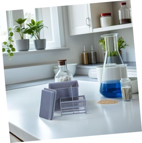 Healeved Plastic Coplin Jar Set for 24 Microscope Slides – Laboratory Slide Staining Rack with Gray Plastic Holder for Sample Drying and Histology Use in Kuwait