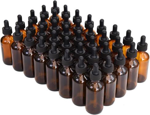 June Fox 2oz Glass Dropper Bottle, 40 Pack Blue Glass Bottles with Glass Droppers (40, Amber) in Saudi Arabia