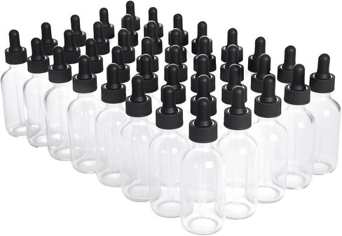 June Fox 2oz Glass Dropper Bottle, 40 Pack Blue Glass Bottles with Glass Droppers (40, Amber) in Saudi Arabia
