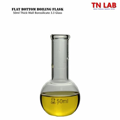TN Lab Flat Bottom Boiling Flask 4-Piece Set 50-100-250-500ml Borosilicate Glass Florence Flasks in Kuwait