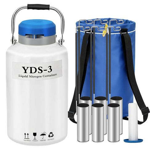 10L Liquid Nitrogen Container,Aluminum Alloy LN2 Tank Cryogenic Storage Dewar with 50mm Caliber & Storage Canisters,Ideal for Lab Research,Farm Semen Preservation,Sample Preservation & More in Kuwait
