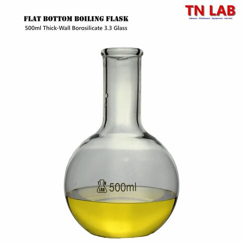 TN Lab Flat Bottom Boiling Flask 4-Piece Set 50-100-250-500ml Borosilicate Glass Florence Flasks in Kuwait