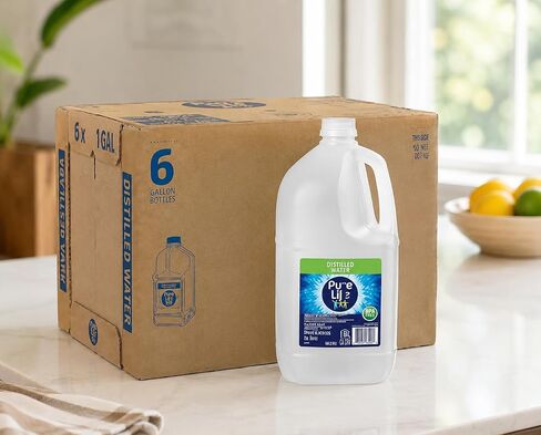 Distilled Water 1 Gallon 6 Pack – Pure Distilled Bottled Water Gallon Jugs | Multi-Purpose Mineral-Free WaterGift set for Humidifiers, Appliances & Cleaning | Bulk WaterGallon Case, Long Shelf Life in Kuwait