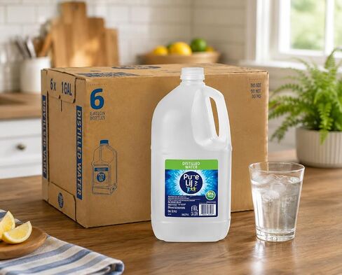 Distilled Water 1 Gallon 6 Pack – Pure Distilled Bottled Water Gallon Jugs | Multi-Purpose Mineral-Free WaterGift set for Humidifiers, Appliances & Cleaning | Bulk WaterGallon Case, Long Shelf Life in Kuwait
