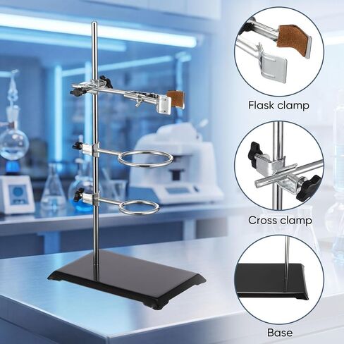 Tellegloww 1000ml Heavy Wall Glass Conical Separating Funnel with 24/29 Fitting and PTFE Stopcock and Laboratory Distillation Support Rack for Titration Extraction, Laboratory Projects in Kuwait