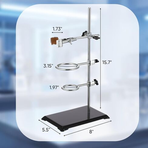 Tellegloww 1000ml Heavy Wall Glass Conical Separating Funnel with 24/29 Fitting and PTFE Stopcock and Laboratory Distillation Support Rack for Titration Extraction, Laboratory Projects in Kuwait