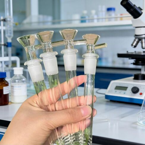 14Pcs Grade Borosilicate Glass 14mm Threaded Adapter with 6 Glass Funnels and 6 Borosilicate Blowing Tubes - High Temp Resistant for Industrial, Laboratory, and Craft Projects, with 2 Cleaning Brush in Kuwait
