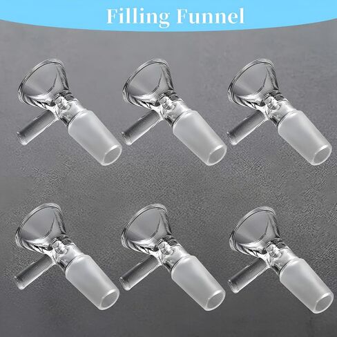 14Pcs Grade Borosilicate Glass 14mm Threaded Adapter with 6 Glass Funnels and 6 Borosilicate Blowing Tubes - High Temp Resistant for Industrial, Laboratory, and Craft Projects, with 2 Cleaning Brush in Kuwait