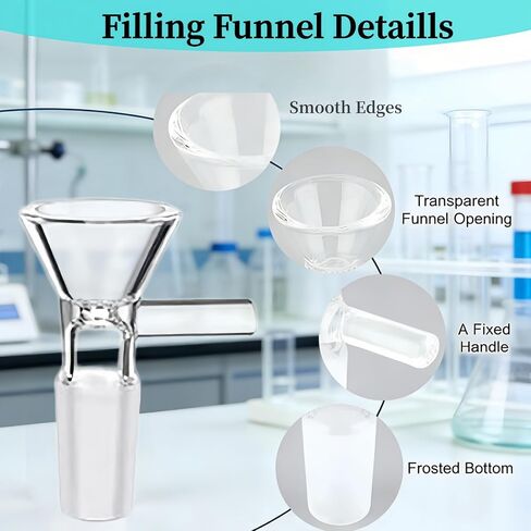 14Pcs Grade Borosilicate Glass 14mm Threaded Adapter with 6 Glass Funnels and 6 Borosilicate Blowing Tubes - High Temp Resistant for Industrial, Laboratory, and Craft Projects, with 2 Cleaning Brush in Kuwait
