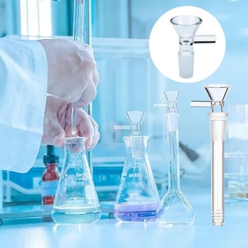 14Pcs Grade Borosilicate Glass 14mm Threaded Adapter with 6 Glass Funnels and 6 Borosilicate Blowing Tubes - High Temp Resistant for Industrial, Laboratory, and Craft Projects, with 2 Cleaning Brush in Kuwait