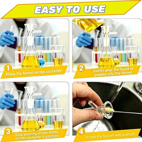 14Pcs Grade Borosilicate Glass 14mm Threaded Adapter with 6 Glass Funnels and 6 Borosilicate Blowing Tubes - High Temp Resistant for Industrial, Laboratory, and Craft Projects, with 2 Cleaning Brush in Kuwait