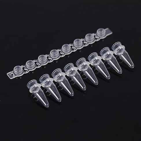 0.2ml PCR Tubes Strips with Flat Caps (8-Tube Strips, 200 Strips/Bag) - Thin-Wall Polypropylene Tubes for PCR Experiments, High Heat Transfer in Kuwait