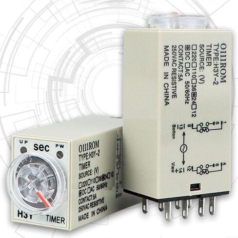 FABULETTA H3Y-2 لتأخير الوقت، مؤقت تأخير التشغيل 8 سنون مع مؤشر LED للوحات التحكم الصناعية DIN Rail Mount 24V DC 5A 60 ثانية قابل للتعديل جهاز التبديل الآلي الكهربائي in Saudi Arabia