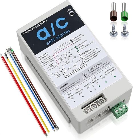 AC Soft Start Kit 08-16A for 1.75-3.5 Ton 230V HVAC Air Conditioner, Reduce Startup Current by 70% with Reverse Motor Protection, Quiet Start Soft Starter Module for Home, RV, Camper in Saudi Arabia