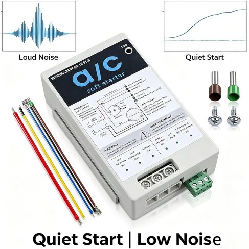 AC Soft Start Kit 08-16A for 1.75-3.5 Ton 230V HVAC Air Conditioner, Reduce Startup Current by 70% with Reverse Motor Protection, Quiet Start Soft Starter Module for Home, RV, Camper in Saudi Arabia