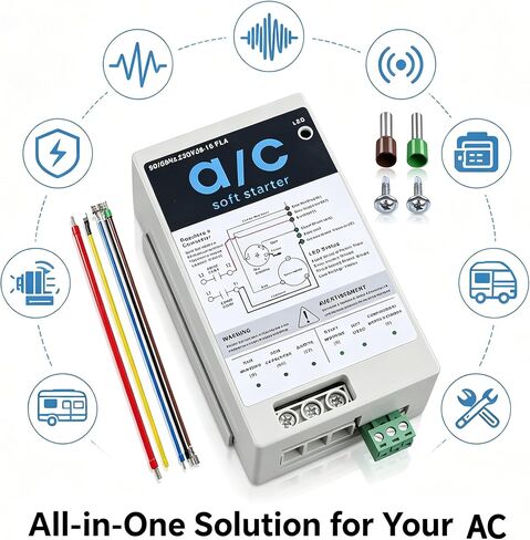 AC Soft Start Kit 08-16A for 1.75-3.5 Ton 230V HVAC Air Conditioner, Reduce Startup Current by 70% with Reverse Motor Protection, Quiet Start Soft Starter Module for Home, RV, Camper in Saudi Arabia