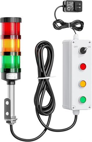3 مصابيح LED لبرج أندون، أحمر/أصفر/أخضر، 24VDC تشغيل/إيقاف، ضوء إشارة إنذار ساطع للمصنع والمستودعات والمختبرات، سلك تمديد 16.4 قدم، محول طاقة 9.84 قدم in Saudi Arabia