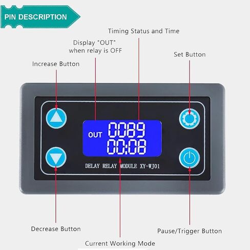 Delay Relay Module DC 6-30V 12V 24V Time Delay Relay Module 0.01s-9999min Digital Timer Cycle Delay Switch LCD Display XY-WJ01 Digital Timer with 26AWG Red and Black Cable, Pack of 2 in Kuwait