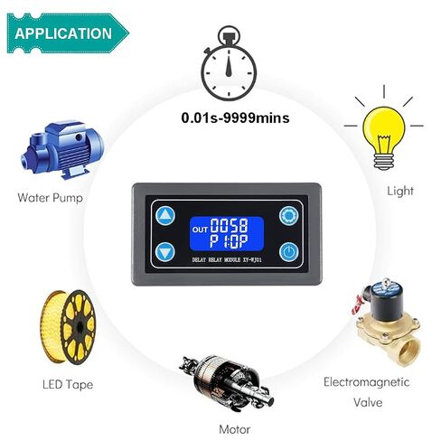Delay Relay Module DC 6-30V 12V 24V Time Delay Relay Module 0.01s-9999min Digital Timer Cycle Delay Switch LCD Display XY-WJ01 Digital Timer with 26AWG Red and Black Cable, Pack of 2 in Kuwait