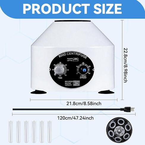 Durable Benchtop Lab Centrifuge Machine, 0-4000RPM Adjustable Speed & 0-60min Timer, 6×20ml Tubes Low Noise Desktop Centrifuge in Kuwait