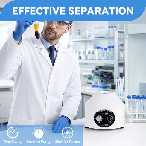 Durable Benchtop Lab Centrifuge Machine, 0-4000RPM Adjustable Speed & 0-60min Timer, 6×20ml Tubes Low Noise Desktop Centrifuge in Kuwait
