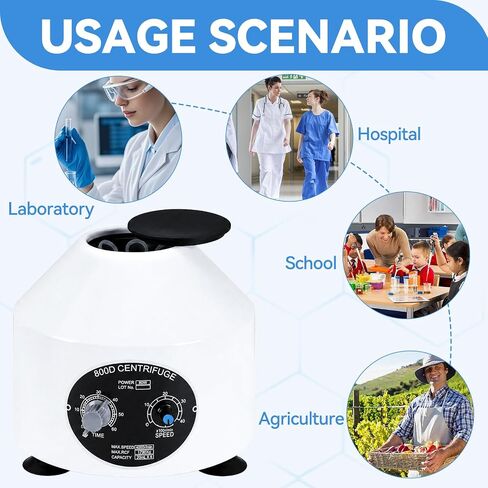 Durable Benchtop Lab Centrifuge Machine, 0-4000RPM Adjustable Speed & 0-60min Timer, 6×20ml Tubes Low Noise Desktop Centrifuge in Kuwait
