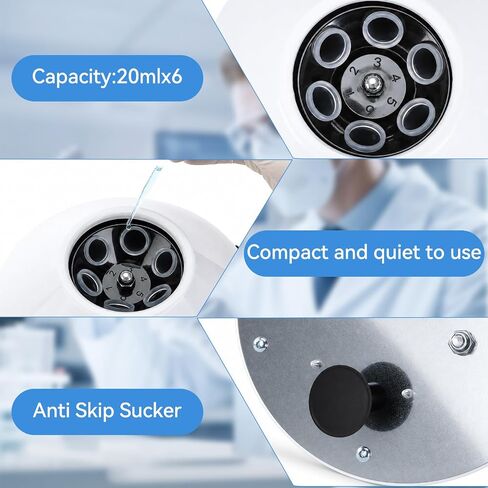 Durable Benchtop Lab Centrifuge Machine, 0-4000RPM Adjustable Speed & 0-60min Timer, 6×20ml Tubes Low Noise Desktop Centrifuge in Kuwait