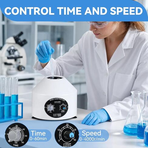 Durable Benchtop Lab Centrifuge Machine, 0-4000RPM Adjustable Speed & 0-60min Timer, 6×20ml Tubes Low Noise Desktop Centrifuge in Kuwait
