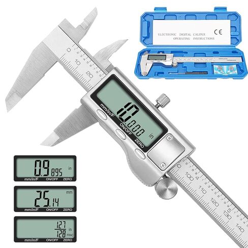 فرجار رقمي، فرجار سانجابيري 0-6 بوصة مع شاشة LCD كبيرة، ميزة الإيقاف التلقائي، أداة قياس تحويل البوصة والمليمتر، مثالية للقياس المنزلي/القياسي بنفسك، إلخ in Kuwait