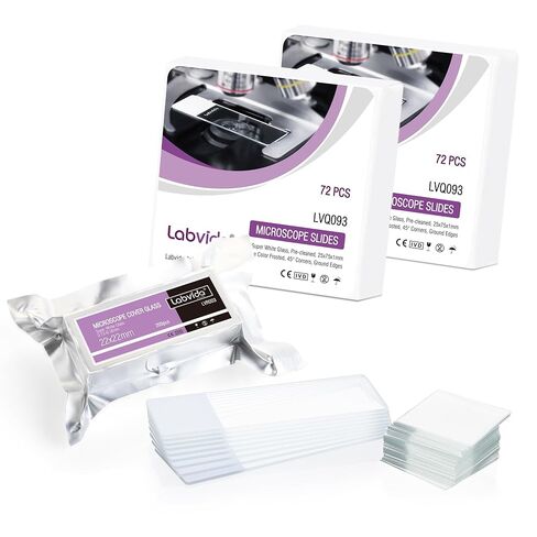 144pcs of Pre-Cleaned White Color Frosted Microscope Slide, Dim.75mmx25mm, Super Grade Glass, Ground Edges, 45° Safety Corners, LVQ034W in Kuwait