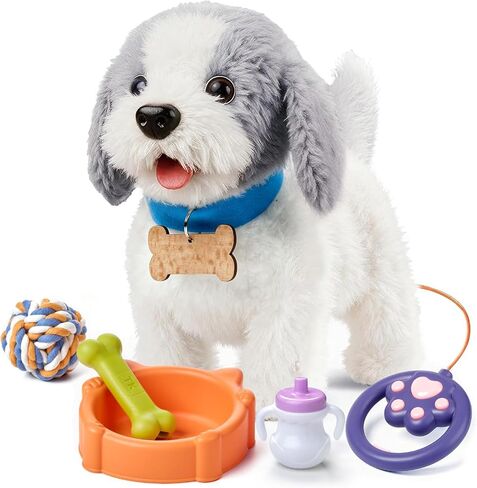 أو أو Tu Walking Barking Toy Dog مع مقود التحكم عن بُعد ، ألعاب تفاعلية إلكترونية فخمة للأطفال ، Tharing Tail ، تظاهر باللباس الواقعي محشو بالكلب 3 4 5 6+ سنوات أفضل هدية in Kuwait
