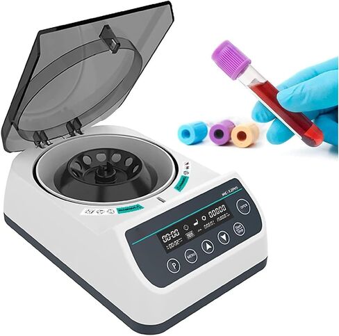 Electric Centrifuge Serum Separat Micro Centrifuge Machine with Transparent Lid, 12000rpm Adjustable Speed & Timer in Kuwait