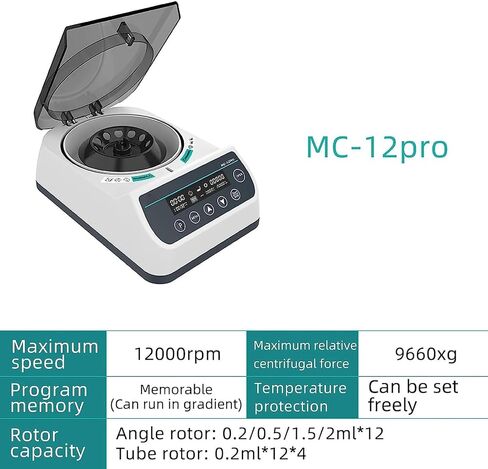Electric Centrifuge Serum Separat Micro Centrifuge Machine with Transparent Lid, 12000rpm Adjustable Speed & Timer in Kuwait