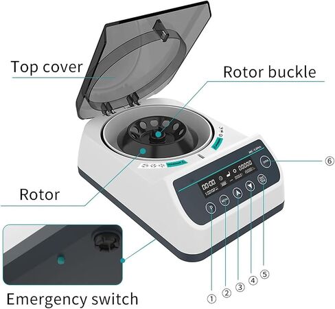 Electric Centrifuge Serum Separat Micro Centrifuge Machine with Transparent Lid, 12000rpm Adjustable Speed & Timer in Kuwait