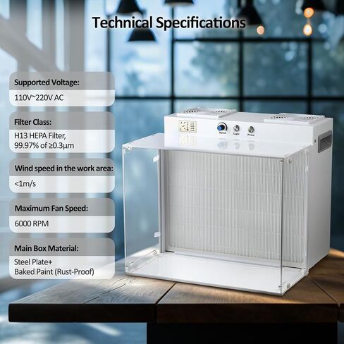 Laminar Flow Hood with H13 HEPA Filter Mushroom Inoculation & Cultivation Calm Wind Fan Filter Unit for Mycology Supplies Laboratory Clean Room Dual-Fan Air Filtration System in Kuwait
