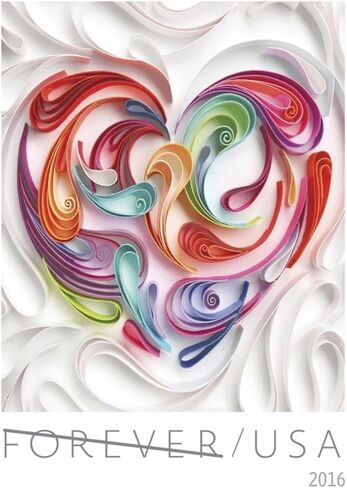 Quilled Paper Heart 2016 Forever Postage Stamps Sheet من 20 in Kuwait
