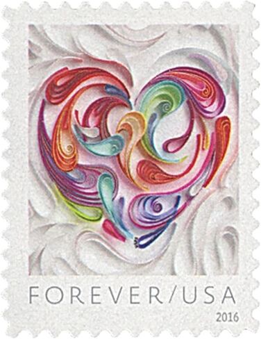 Quilled Paper Heart 2016 Forever Postage Stamps Sheet من 20 in Kuwait